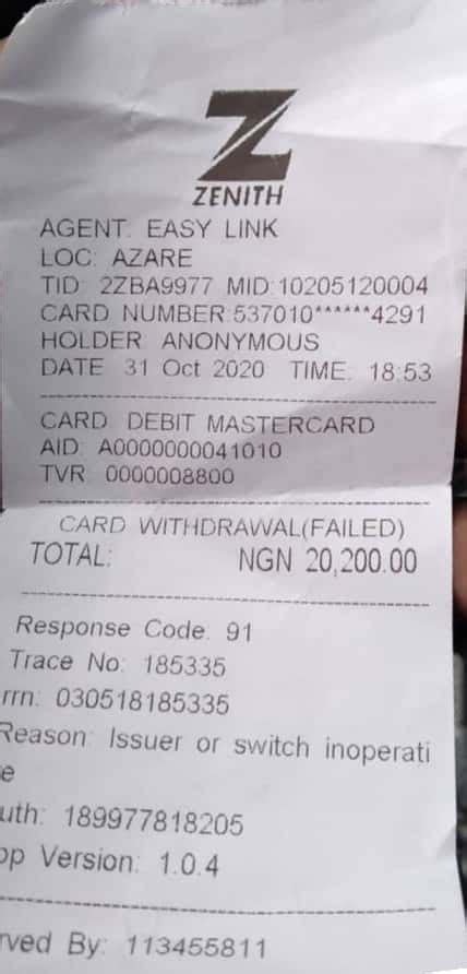 zenith bank receipt